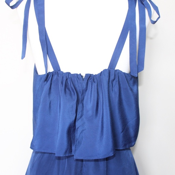 Parker Stealth Blue Tie Popover Mini Dress Large - Picture 11 of 13